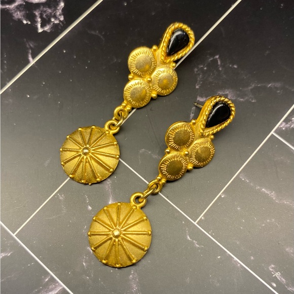 Jonette Jewelry Jewelry - Vintage 80s Etruscan Revival Gold-tone Earrings by Jonette Jewelry